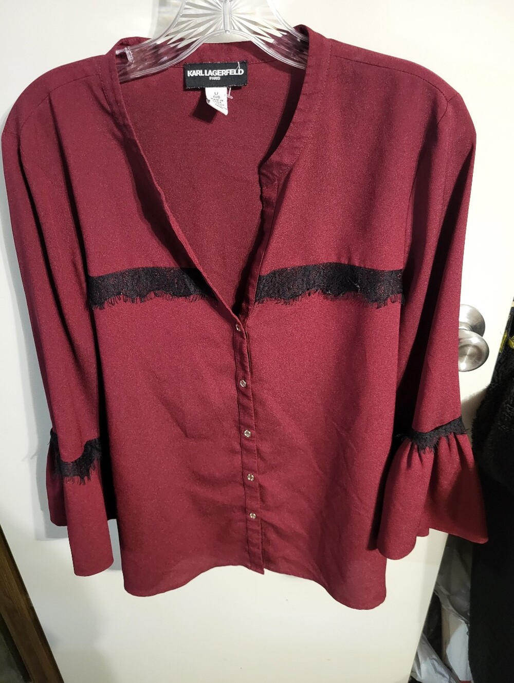 Karl Lagerfeld Burgundy Top Size L